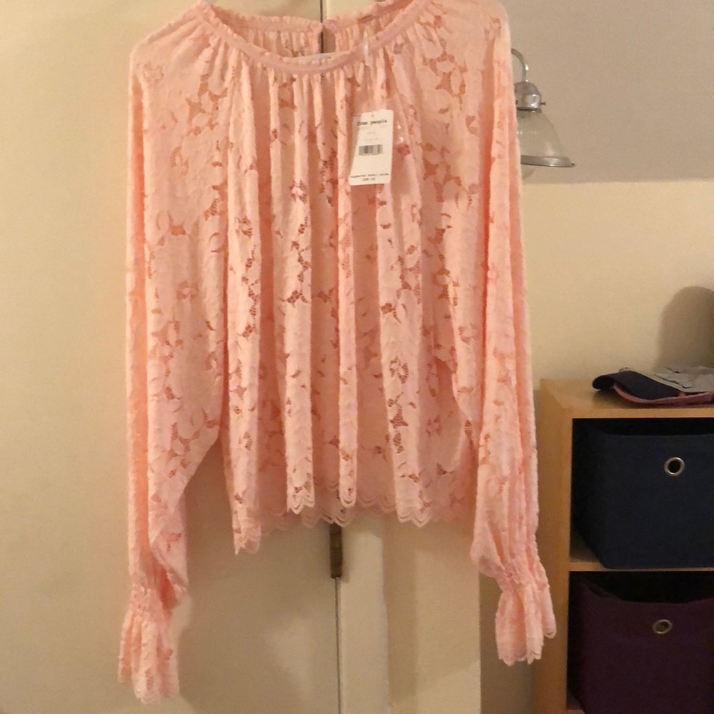 Free People Lace Long Sleeve Shirt